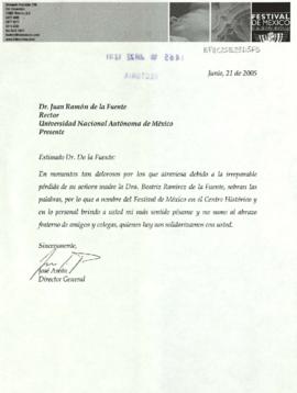 Condolencias de José Areán