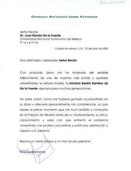 Condolencias de Carlos Alfonso Lara Esparza