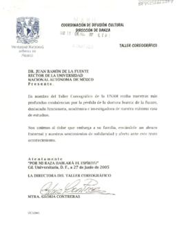 Condolencias del Taller Coreográfico de la UNAM