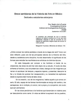 Texto: Breve semblanza de la Historia del Arte en México. Dedicada a estudiantes extranjeros
