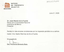 Condolencias de Florencia Serranía Soto