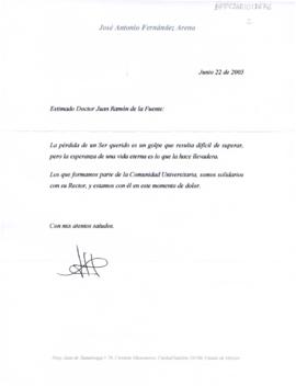 Condolencias de José Antonio Fernández Arena