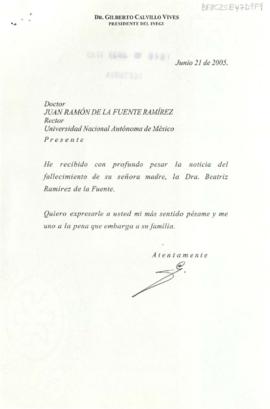 Condolencias de Gilberto Calvillo Vives