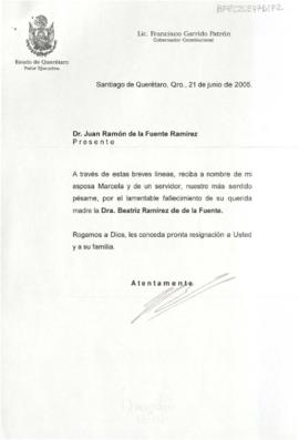 Condolencias de Francisco Garrido Patrón