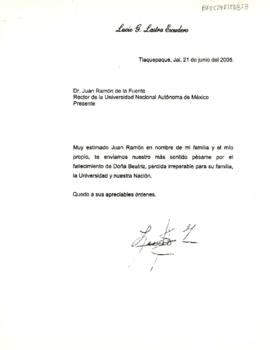 Condolencias de Lucio G. Lastra Escudero