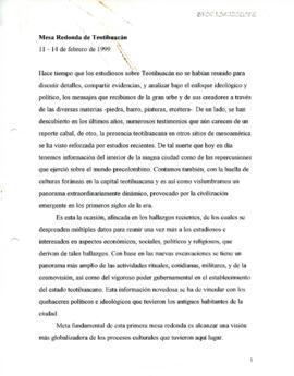 Texto inaugural de la Primera Mesa Redonda de Teotihuacan