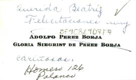 Felicitaciones de Adolfo Pérez Borja y esposa