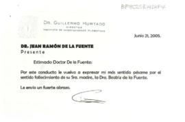 Condolencias de Guillermo Hurtado