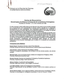 Coloquio Cantos de Mesoamérica: Metodologías Científicas en la búsqueda del conocimiento prehispá...