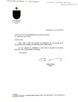 Condolencias de la Universidad de la República, Uruguay