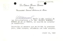 Tarjeta de felicitación de Octavio Rivero Serrano