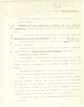 Borrador del informe de actividades académicas para El Colegio Nacional 1989