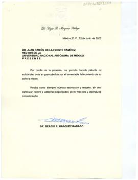 Condolencias de Sergio R. Márquez Rábago