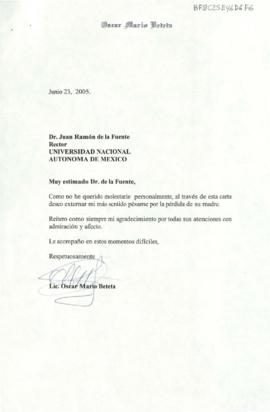Condolencias de Óscar Mario Beteta