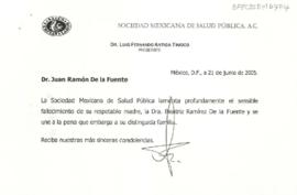Condolencias de la Sociedad Mexicana de Salud Pública, A. C.