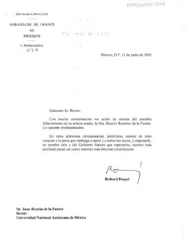 Condolencias de la Embajada de Francia en México
