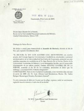 Condolencias de la Universidad de San Carlos de Guatemala