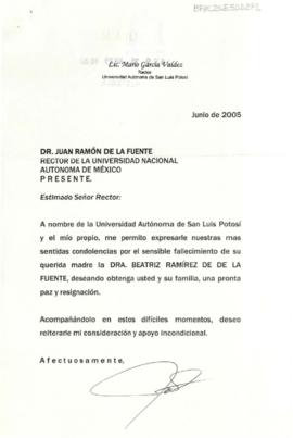 Condolencias de Mario García Valdez