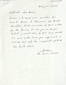 Condolencias de Jaime Jiménez