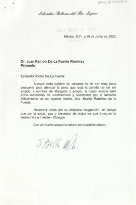 Condolencias de Salvador Beltrán del Río Lozano