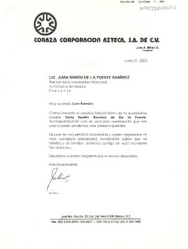 Condolencias de Julio A. Millán