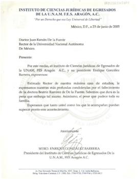 Condolencias de Enrique González Barrera