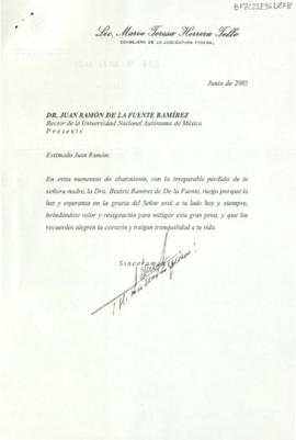 Condolencias de María Teresa Herrera Tello