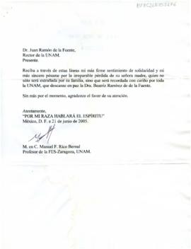 Condolencias de Manuel F. Rico Bernal