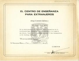 Diploma expedido por el Centro de Enseñanza para Extranjeros