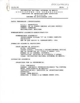 Informe de actividades académicas 1994
