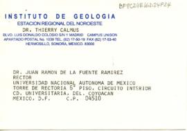 Sobre de condolencias del Instituto de Geología
