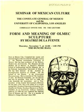 Invitación para la conferencia: Form and Meaning of Olmec Sculpture