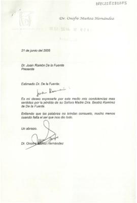 Condolencias de Onofre Muñoz Hernández