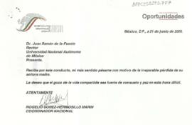 Condolencias de Rogelio Gómez-Hermosillo Marín