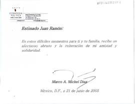 Condolencias de Marco A. Michel Díaz