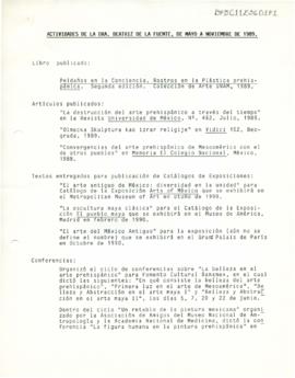 Informe de actividades académicas, mayo-noviembre 1989