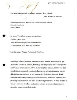Discurso de ingreso a la Academia Mexicana de la Historia
