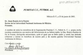 Condolencias de Pumitas C.U., Futbol A. C.