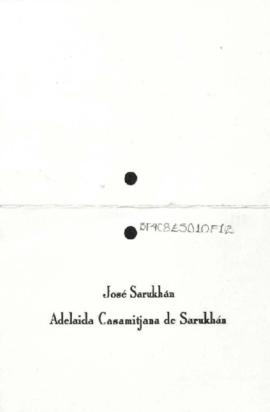 Tarjeta personal de José Sarukhán y esposa