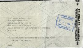 Telegrama de felicitación de Enrique X. de Anda