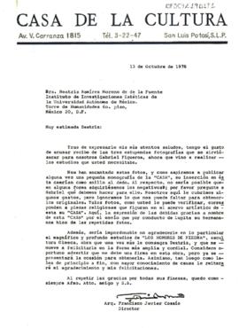 Carta de Francisco Javier Cossío
