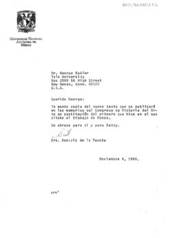 Carta de Beatriz de la Fuente a George Kubler
