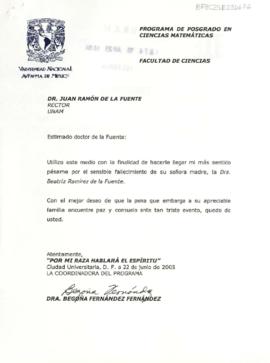 Condolencias de Begoña Fernández Fernández