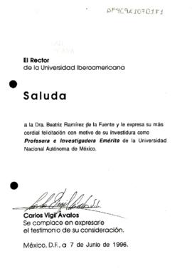 Felicitaciones de Carlos Vigil Ávalos