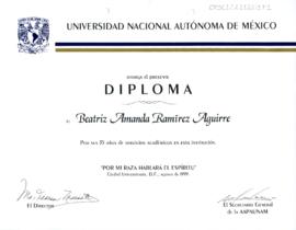 Diploma por 35 años de servicios académicos