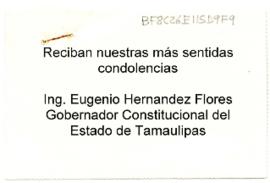 Condolencias de Eugenio Hernández Flores
