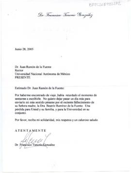 Condolencias de Francisco Tenorio González