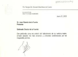 Condolencias de Sergio M. Alcocer Martínez de Castro