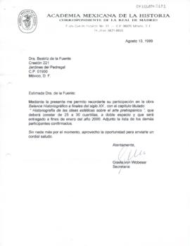 Oficio emitido por la Academia Mexicana de la Historia