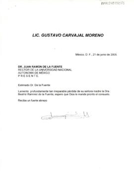 Condolencias de Gustavo Carvajal Moreno